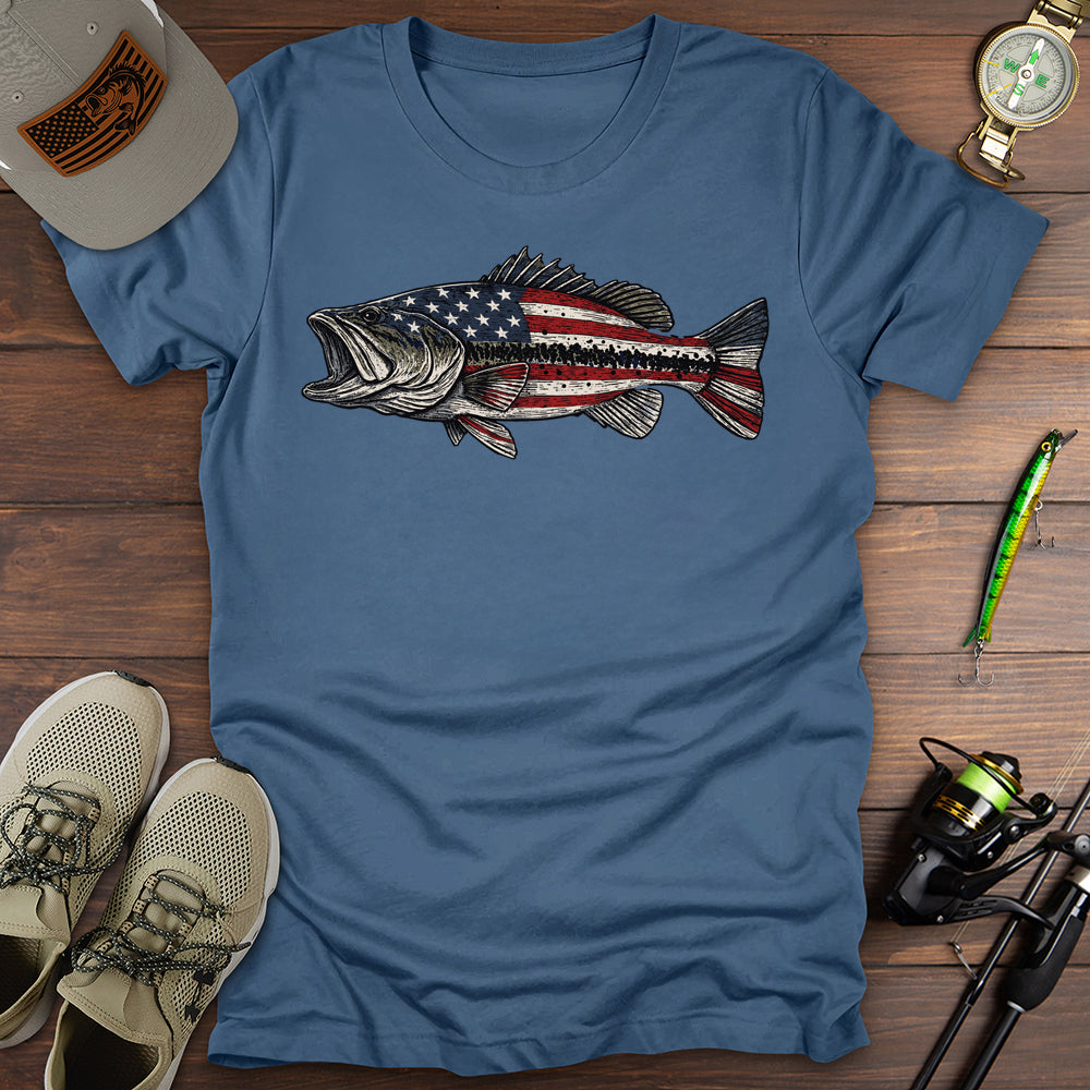 Stars And Stripes Bass T Shirt Gift For Fishing Enthusiast