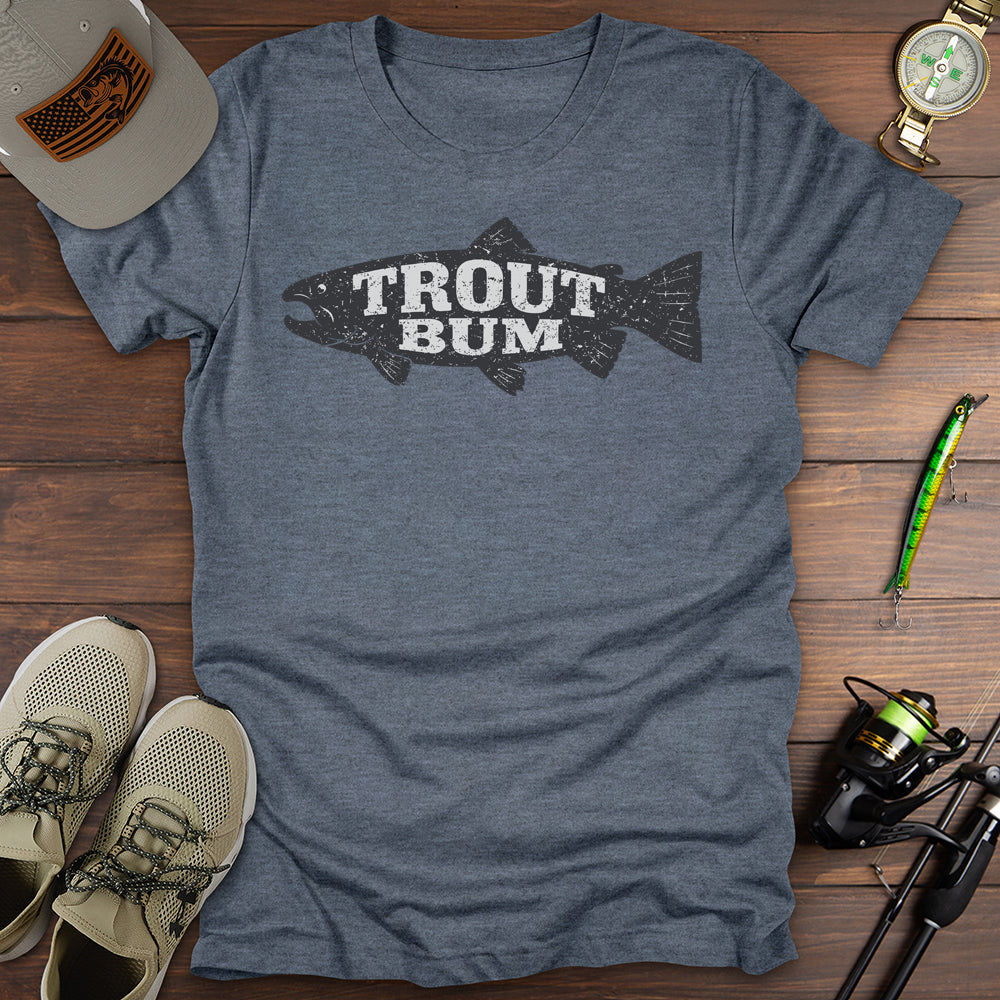 Trout Bum T Shirt Gift For Fishing Enthusiast