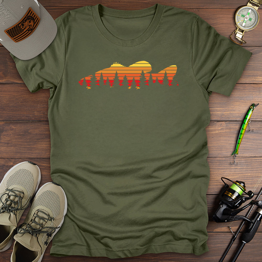 Wild Bass Horizon T Shirt Gift For Fishing Enthusiast