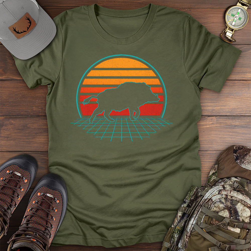 Wild Boar 80s T Shirt Gift For Fishing Enthusiast