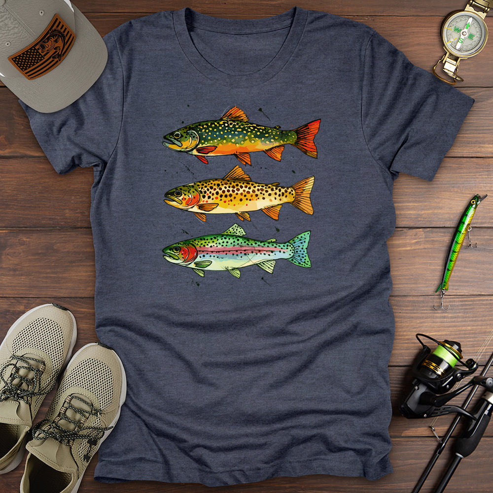 Trout Trifecta T Shirt Gift For Fishing Enthusiast