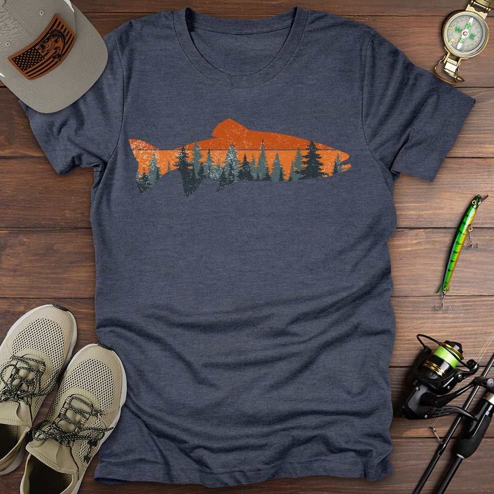 Treeline Trout T Shirt Gift For Fishing Enthusiast