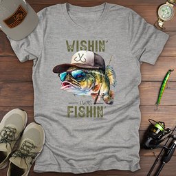 Wishin I Was Fishin T Shirt Gift For Fishing Enthusiast