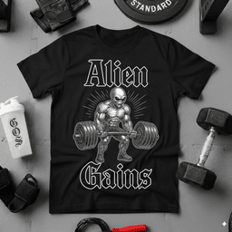 Alien Gains T Shirt Gift For Fitness Lover