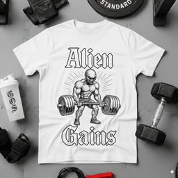 Alien Gains T Shirt Gift For Fitness Lover