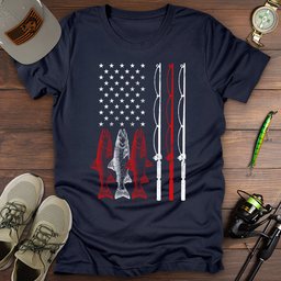 USA Flag Fishing T Shirt Gift For Fishing Enthusiast