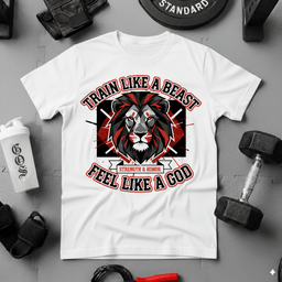 Train Like A Beast Feel Like A God T Shirt Gift For Fitness Lover
