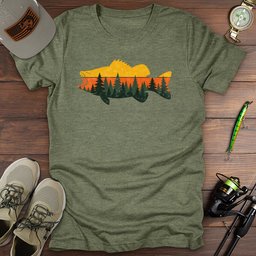 Sunset Forest Bass T Shirt Gift For Fishing Enthusiast