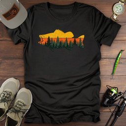 Sunset Forest Bass T Shirt Gift For Fishing Enthusiast