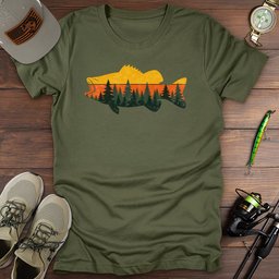 Sunset Forest Bass T Shirt Gift For Fishing Enthusiast