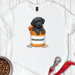 Antidepressant Black Lab T Shirt Gift For Dog Lover