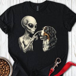 Alien And Bernese Mountain Dog T Shirt Gift For Dog Lover