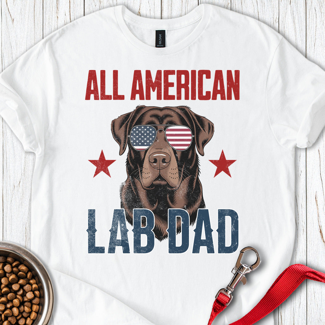 All American Chocolate Lab Dad T Shirt Gift For Dad