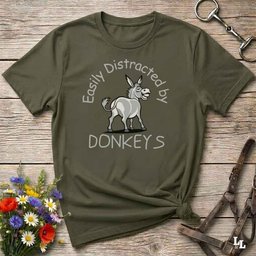 Easily Distracted By Donkeys T Shirt Gift For Horse Lover