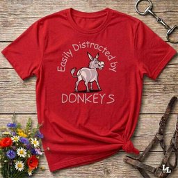 Easily Distracted By Donkeys T Shirt Gift For Horse Lover