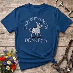 Easily Distracted By Donkeys T Shirt Gift For Horse Lover