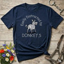 Easily Distracted By Donkeys T Shirt Gift For Horse Lover