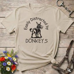 Easily Distracted By Donkeys T Shirt Gift For Horse Lover
