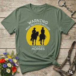 Warning May Spontaneously Talk About Horses Tee Gift For Horse Lover