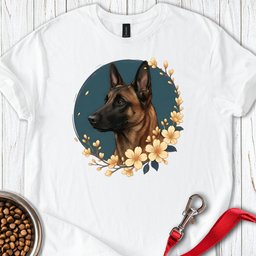 Belgian Malinois Flowers T Shirt Gift For Dog Lover