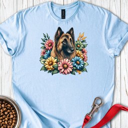 Belgian Tervuren Flower Wreath T Shirt Gift For Dog Lover