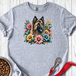 Belgian Tervuren Flower Wreath T Shirt Gift For Dog Lover