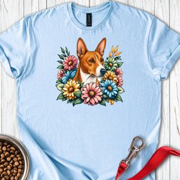 Basenji Flower Wreath T Shirt Gift For Dog Lover