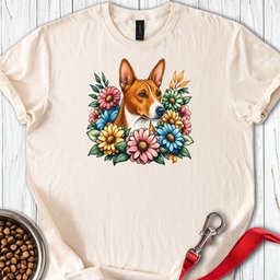 Basenji Flower Wreath T Shirt Gift For Dog Lover