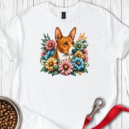 Basenji Flower Wreath T Shirt Gift For Dog Lover