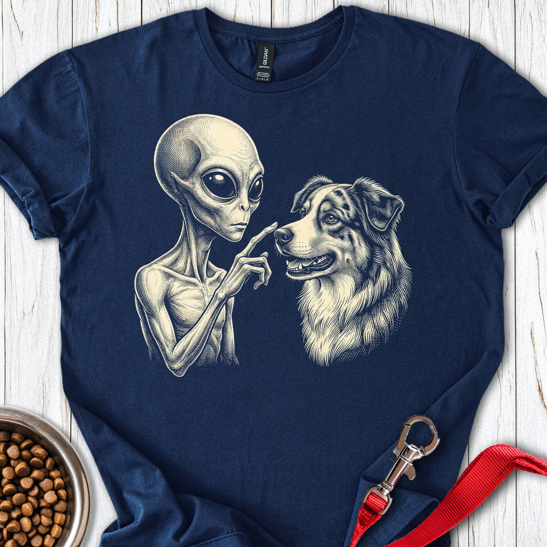 Australian Shepherd And Alien T Shirt Gift For Dog Lover