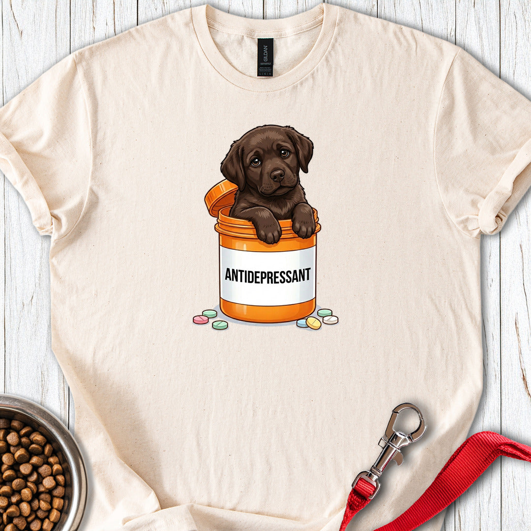 Antidepressant Chocolate Lab T Shirt Gift For Dog Lover