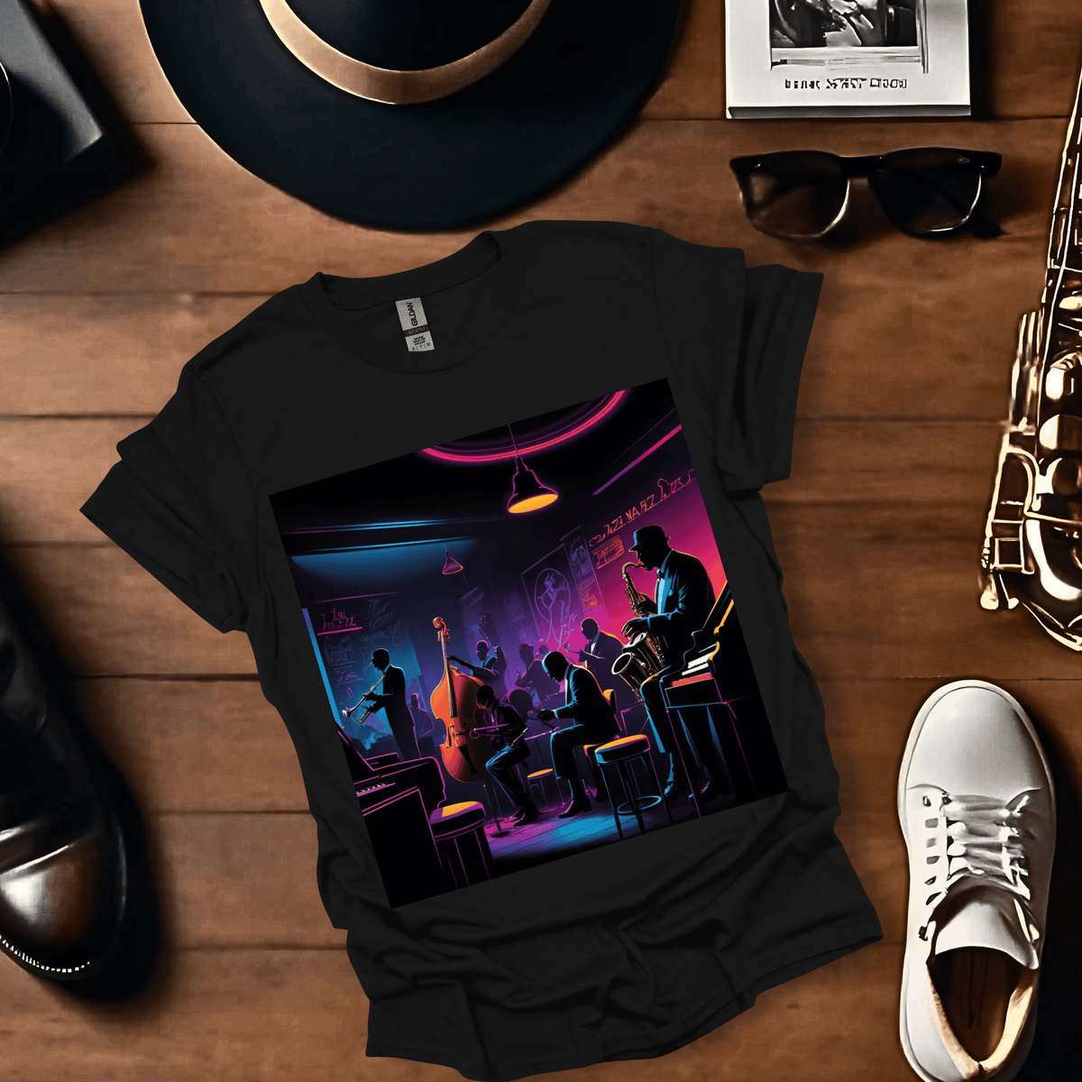 Jazz Club Silhouette T Shirt Gift For Music Lover