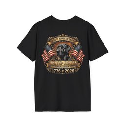 250 Years USA Black Lab Backside T Shirt Gift For Dog Lover