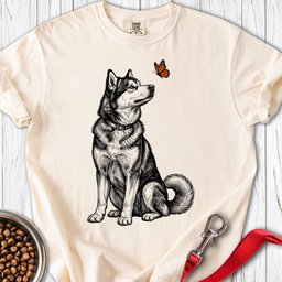 Alaskan Malamute Butterfly Premium Tee Gift For Dog Lover