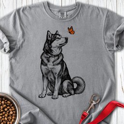 Alaskan Malamute Butterfly Premium Tee Gift For Dog Lover