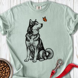 Alaskan Malamute Butterfly Premium Tee Gift For Dog Lover
