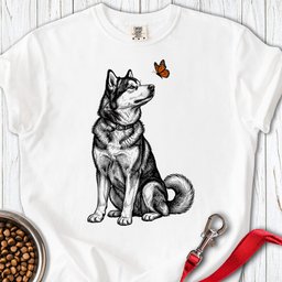 Alaskan Malamute Butterfly Premium Tee Gift For Dog Lover