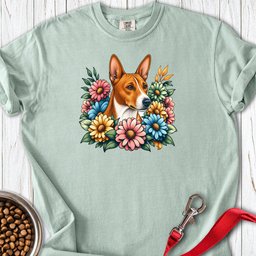Basenji Flower Wreath Premium Tee Gift For Dog Lover