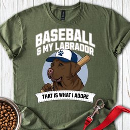 Baseball And Chocolate Labrador T Shirt Gift For Dog Lover