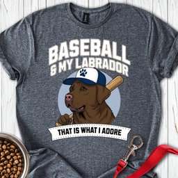 Baseball And Chocolate Labrador T Shirt Gift For Dog Lover