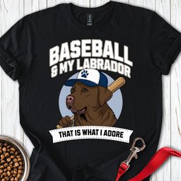 Baseball And Chocolate Labrador T Shirt Gift For Dog Lover