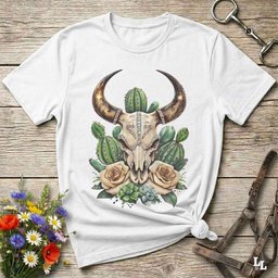 Longhorn Boho Glam Skull T Shirt Gift For Horse Lover