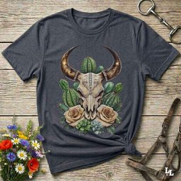 Longhorn Boho Glam Skull T Shirt Gift For Horse Lover
