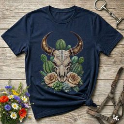 Longhorn Boho Glam Skull T Shirt Gift For Horse Lover
