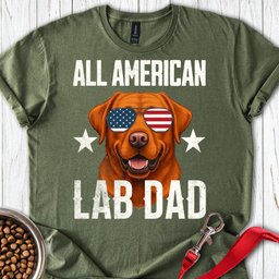 All American Fox Red Lab Dad T Shirt Gift For Dad