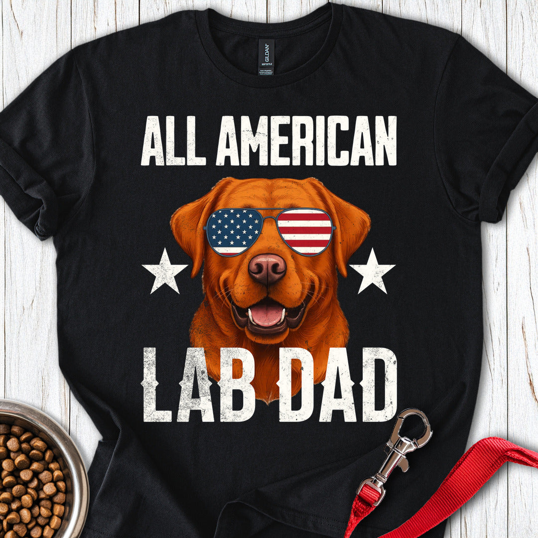All American Fox Red Lab Dad T Shirt Gift For Dad