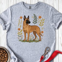 Belgian Malinois Flowers T Shirt Gift For Dog Lover