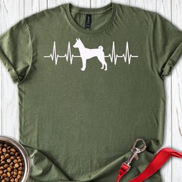 Basenji Heartbeat T Shirt Gift For Dog Lover