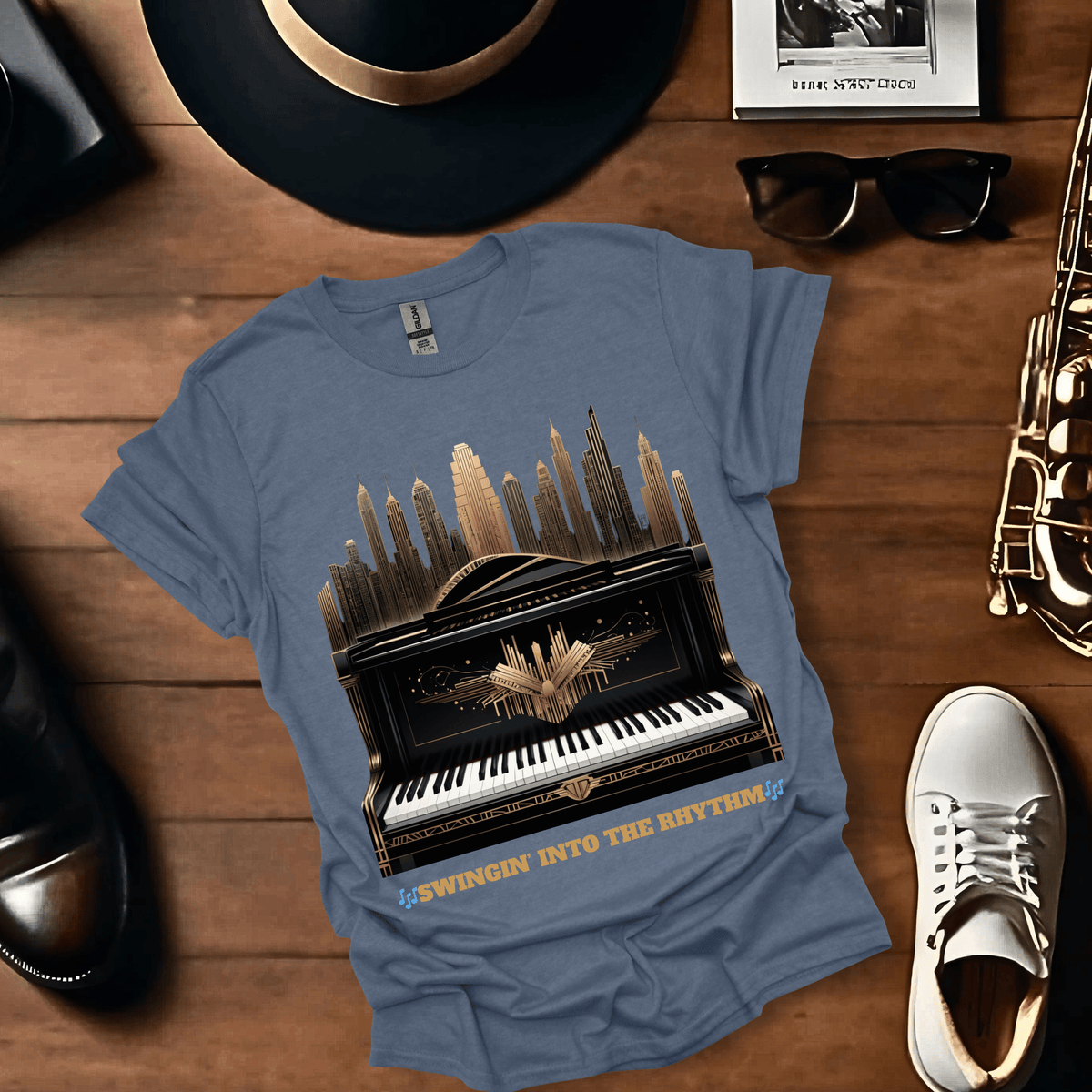 Piano Key Skyline T Shirt Gift For Music Lover