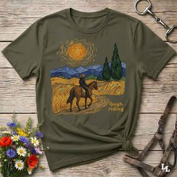 Gogh Riding English T Shirt Gift For Horse Lover